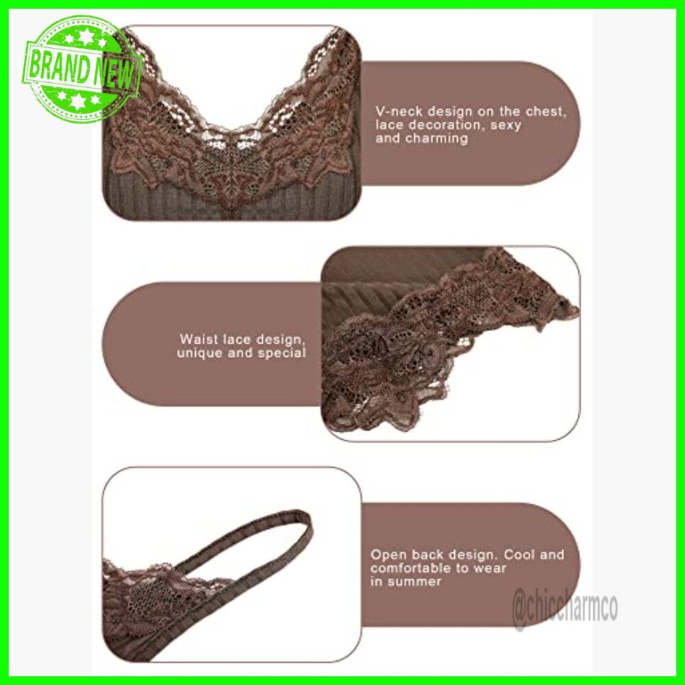 3-Pack Lace Patchwork Crop Tops, Backless Halter … - image 5